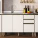 Balcão de Cozinha Com Pia Inox 120cm Maly N03 Carvalho/Off White - Mpozenato
