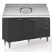 Balcão de Cozinha Com Pia Inox 150cm Pérola Z34 Preto       - Mpozenato