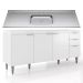 Balcão de Cozinha Com Pia Inox 180cm Pérola Z34 Branco      - Mpozenato