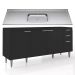 Balcão de Cozinha Com Pia Inox 180cm Pérola Z34 Preto       - Mpozenato