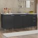 Balcão de Cozinha Com Pia Inox 180cm Pérola Z34 Preto       - Mpozenato