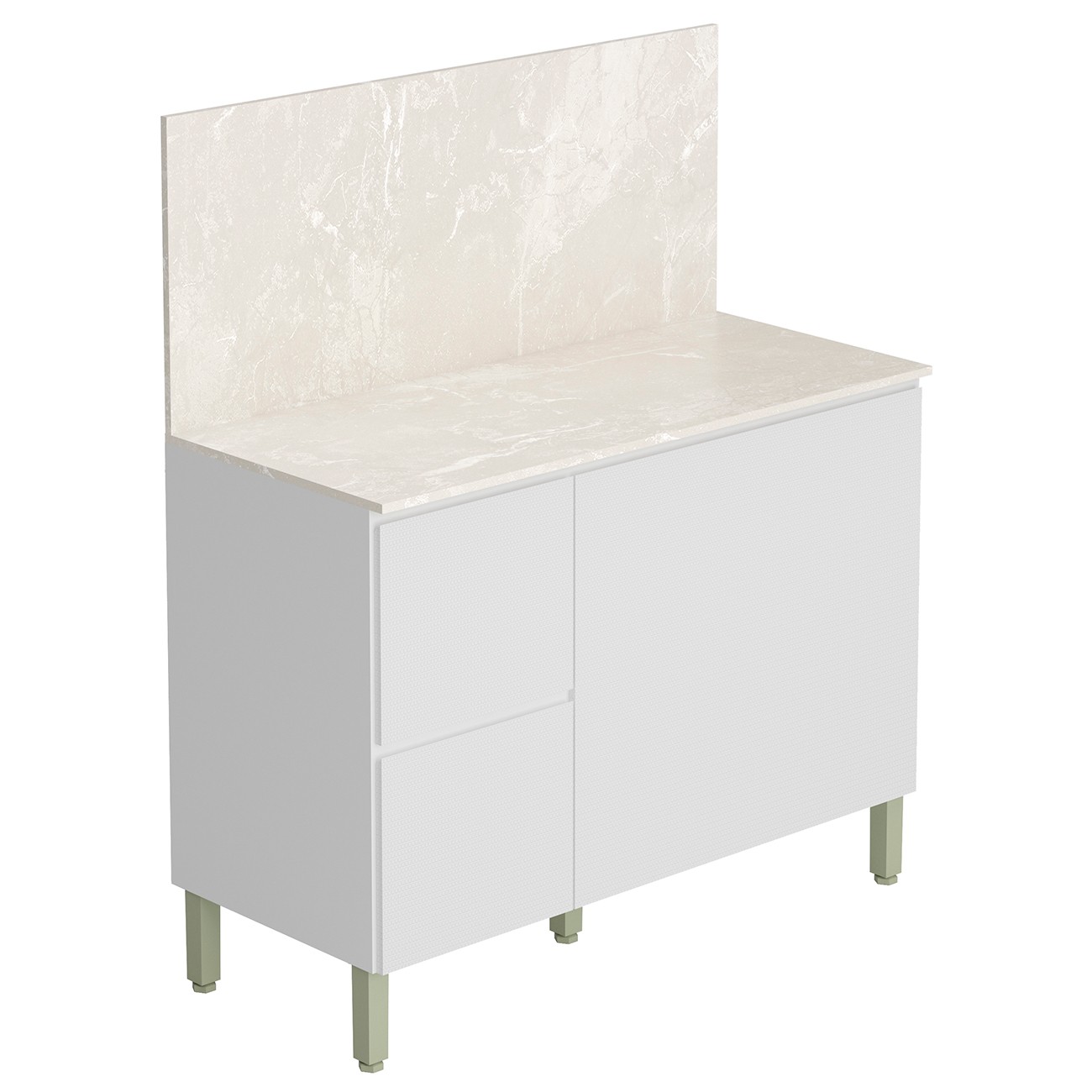 Balcão de Cozinha Com Tampo 120cm 3 Portas Minsk K02 Branco - Mpozenato