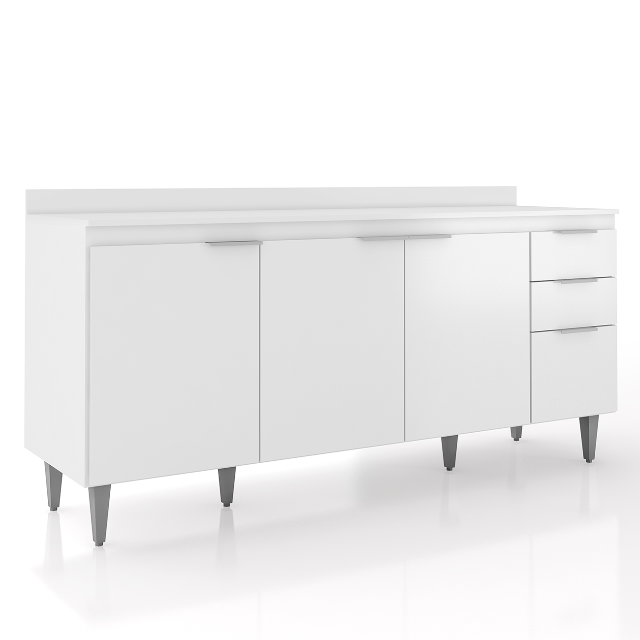 Balcão de Cozinha Com Tampo 180cm Pérola Branco Z34         - Mpozenato