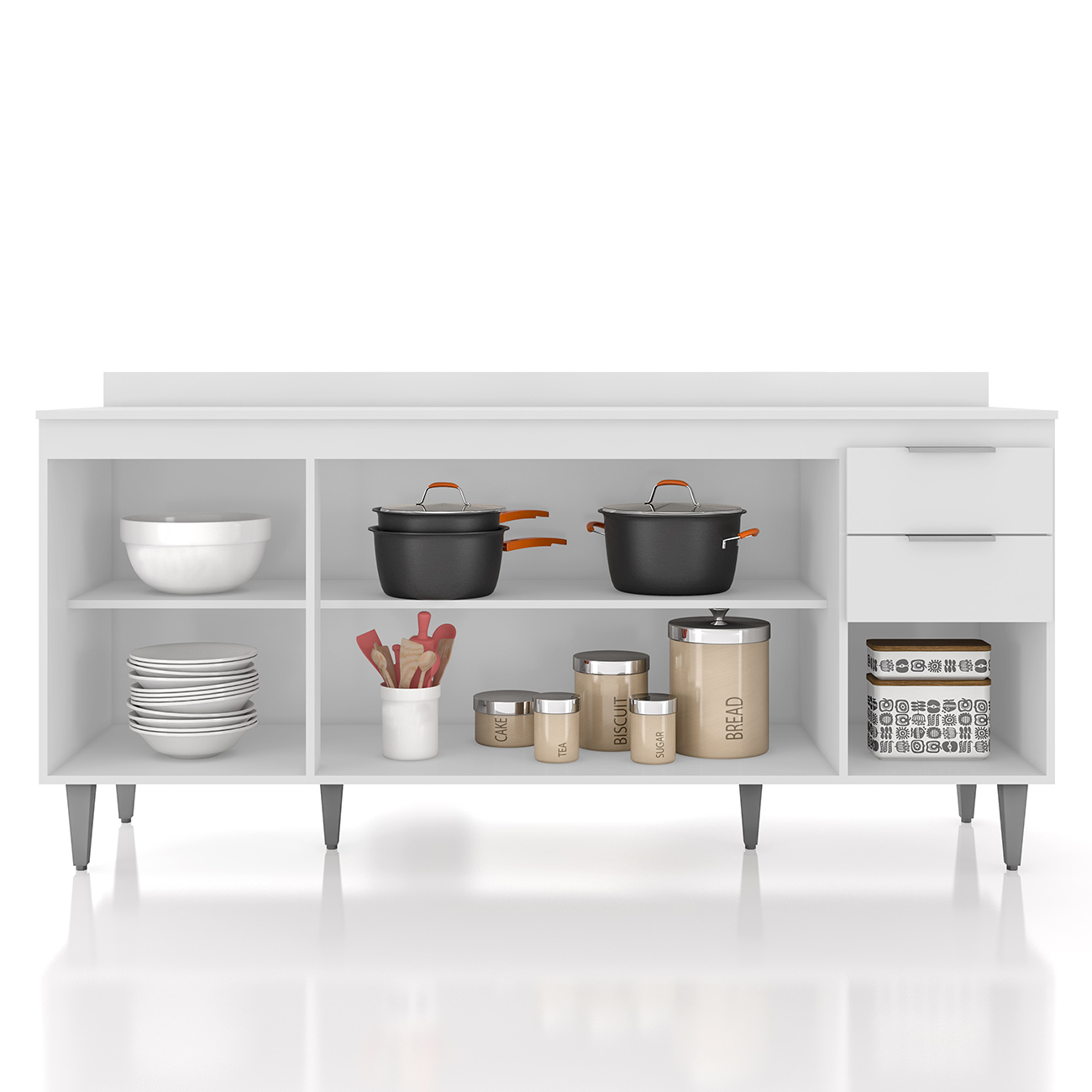 Balcão de Cozinha Com Tampo 180cm Pérola Branco Z34         - Mpozenato