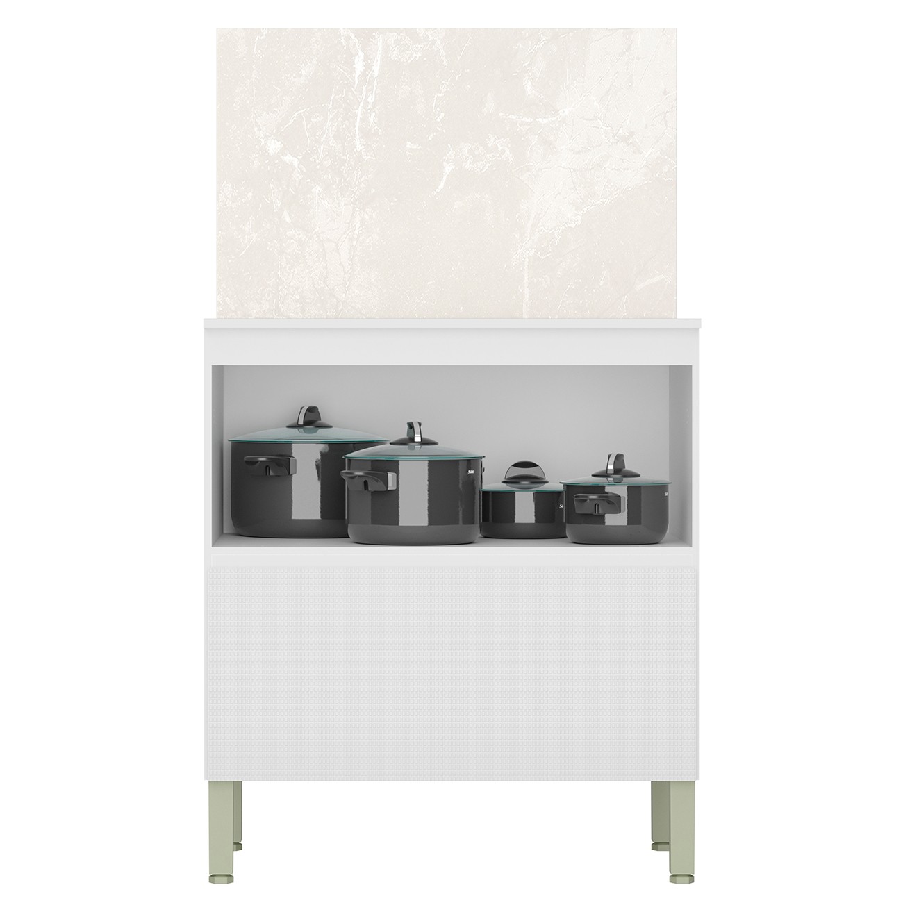 Balcão de Cozinha Com Tampo 80cm 1 Porta Minsk K02 Branco - Mpozenato