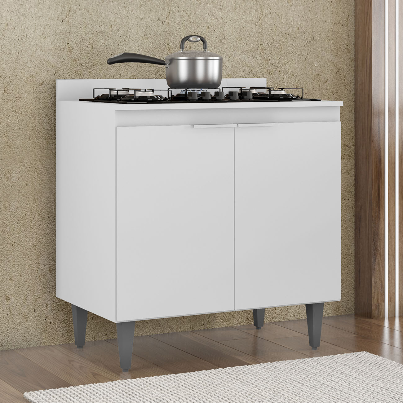 Balcão de Cozinha Para Cooktop 80cm Pérola Z34 Branco       - Mpozenato