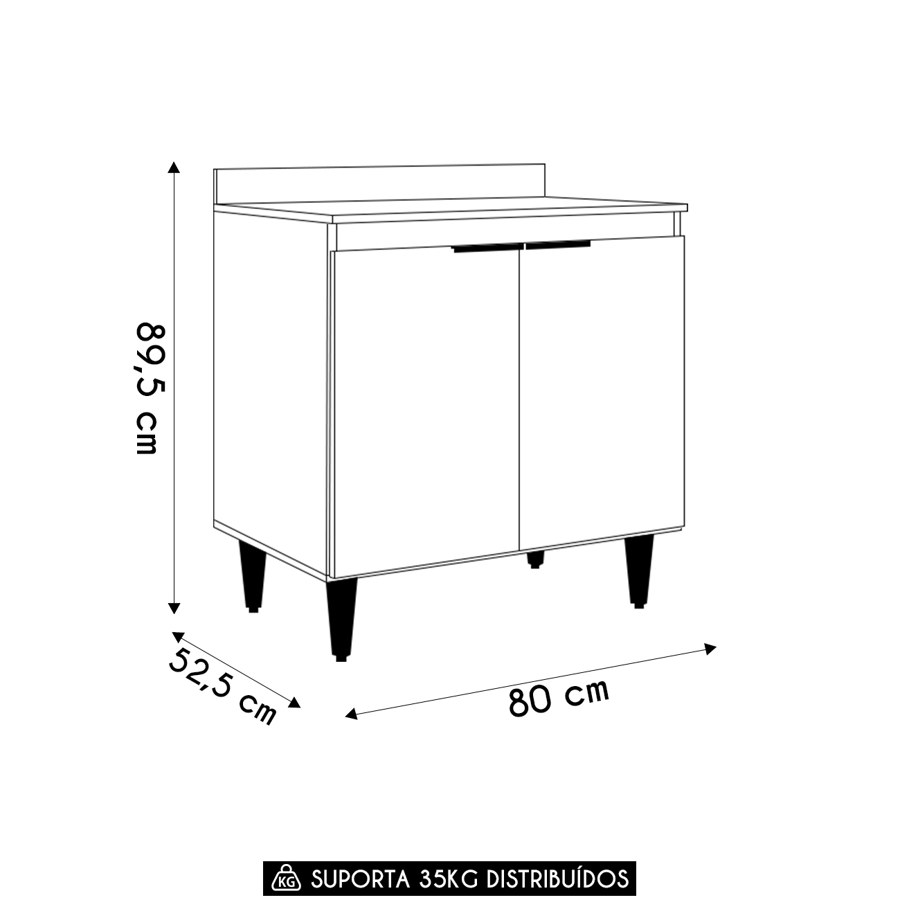 Balcão de Cozinha Para Cooktop 80cm Pérola Z34 Branco       - Mpozenato