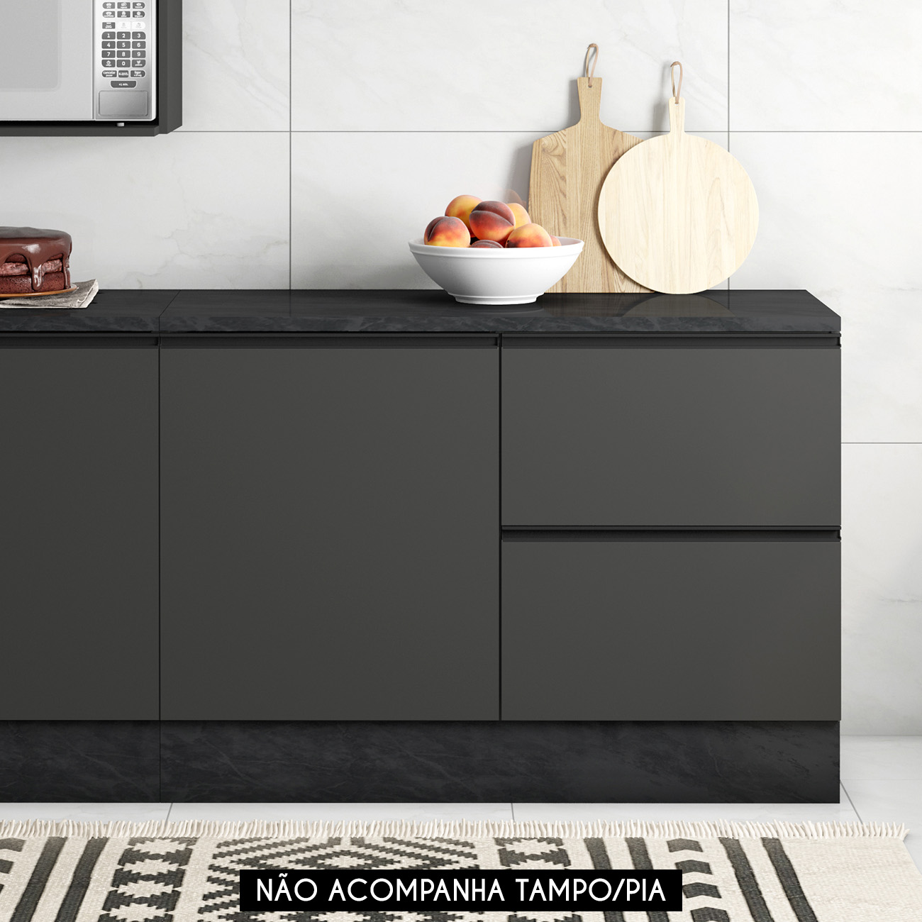 Balcão de Cozinha Para Pia 120cm Grace Grafite Z44          - Mpozenato