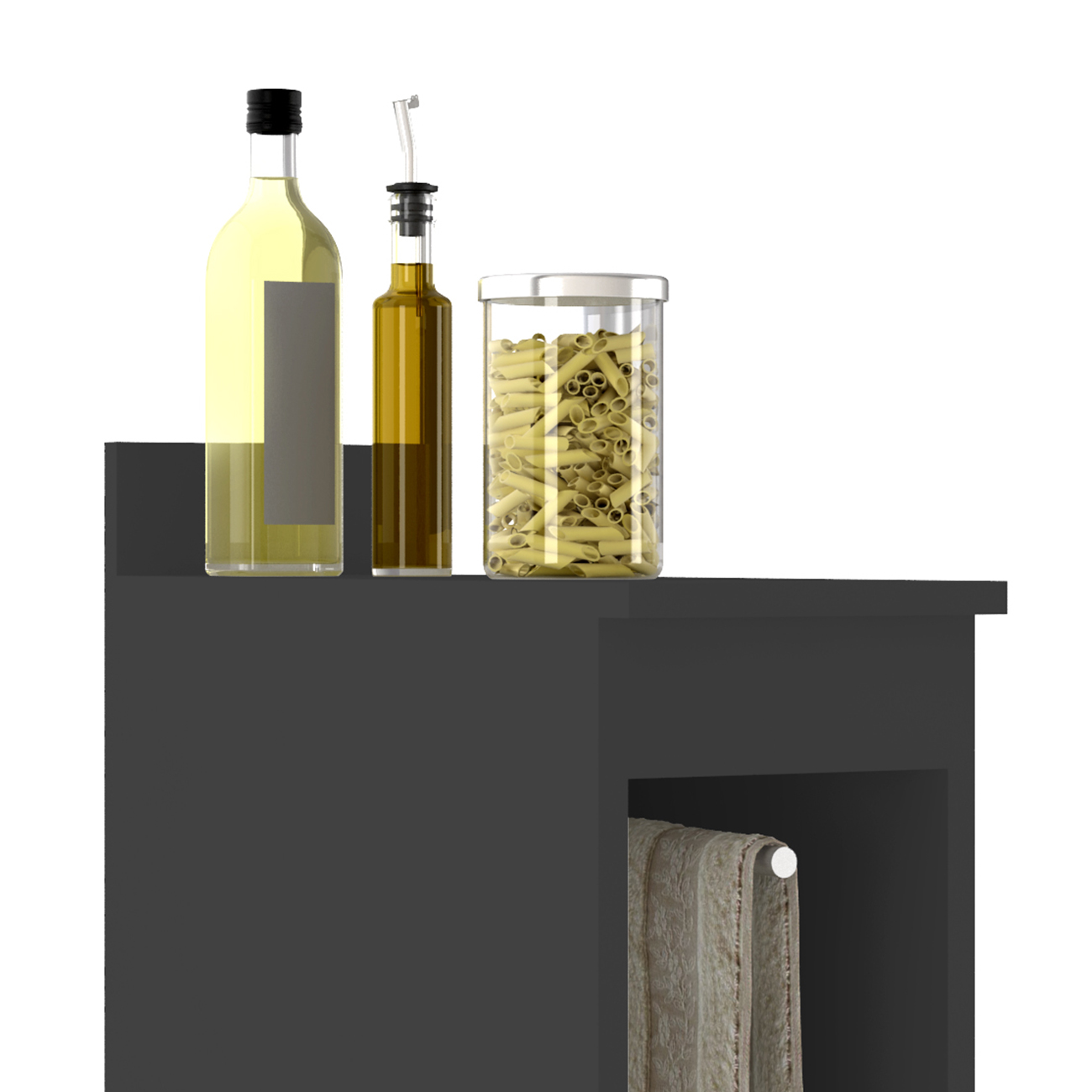 Balcão de Cozinha Porta Pano 20cm Pérola Z34 Preto          - Mpozenato