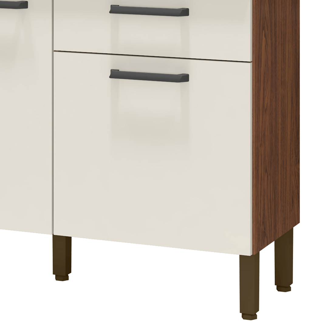 Balcão de Cozinha com Tampo 120cm Louis K02 Nogueira/Off - Mpozenato