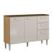 Balcão de Cozinha para Pia 120cm 3 Portas 2 Gavetas Livy P11 Damasco/Off White - Mpozenato