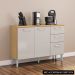 Balcão de Cozinha para Pia 120cm 3 Portas 2 Gavetas Livy P11 Damasco/Off White - Mpozenato