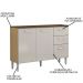 Balcão de Cozinha para Pia 120cm 3 Portas 2 Gavetas Livy P11 Damasco/Off White - Mpozenato