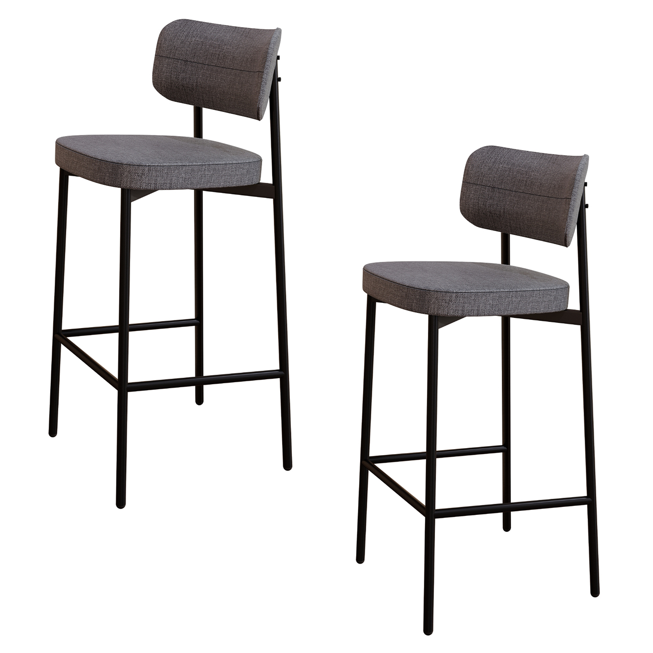 Banqueta Alta Bar Estofada Kit 2 Ella M25 Linho Cinza - Mpozenato