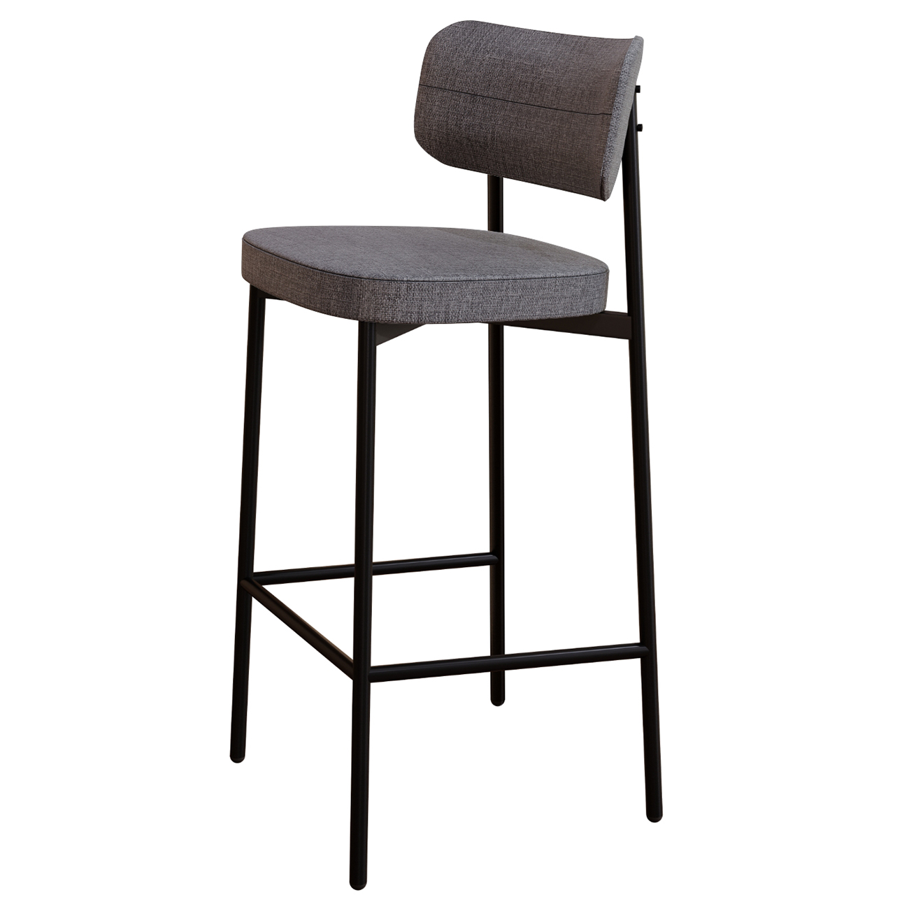 Banqueta Alta Bar Estofada Kit 2 Ella M25 Linho Cinza - Mpozenato