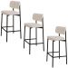 Banqueta Alta Bar Estofada Kit 3 Ella M25 Linho Palha - Mpozenato