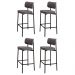 Banqueta Alta Bar Estofada Kit 4 Ella M25 Linho Cinza - Mpozenato