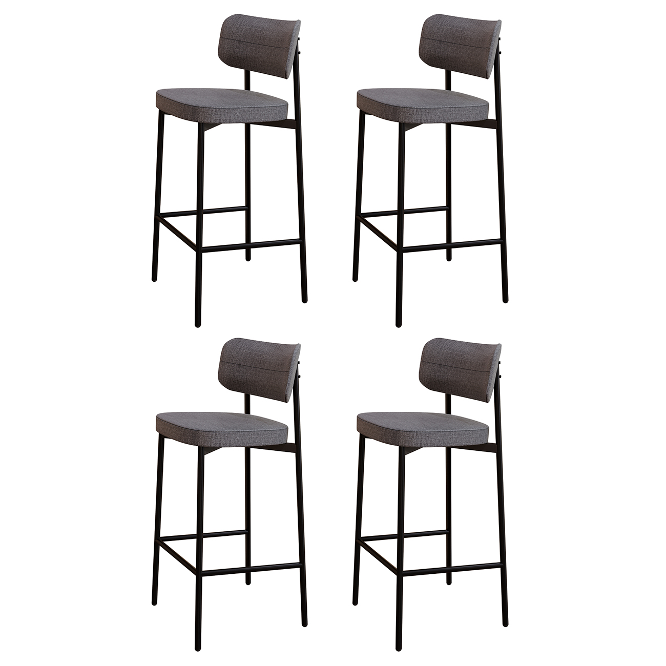 Banqueta Alta Bar Estofada Kit 4 Ella M25 Linho Cinza - Mpozenato