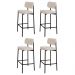 Banqueta Alta Bar Estofada Kit 4 Ella M25 Linho Palha - Mpozenato