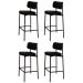 Banqueta Alta Bar Estofada Kit 4 Ella M25 Linho Preto - Mpozenato