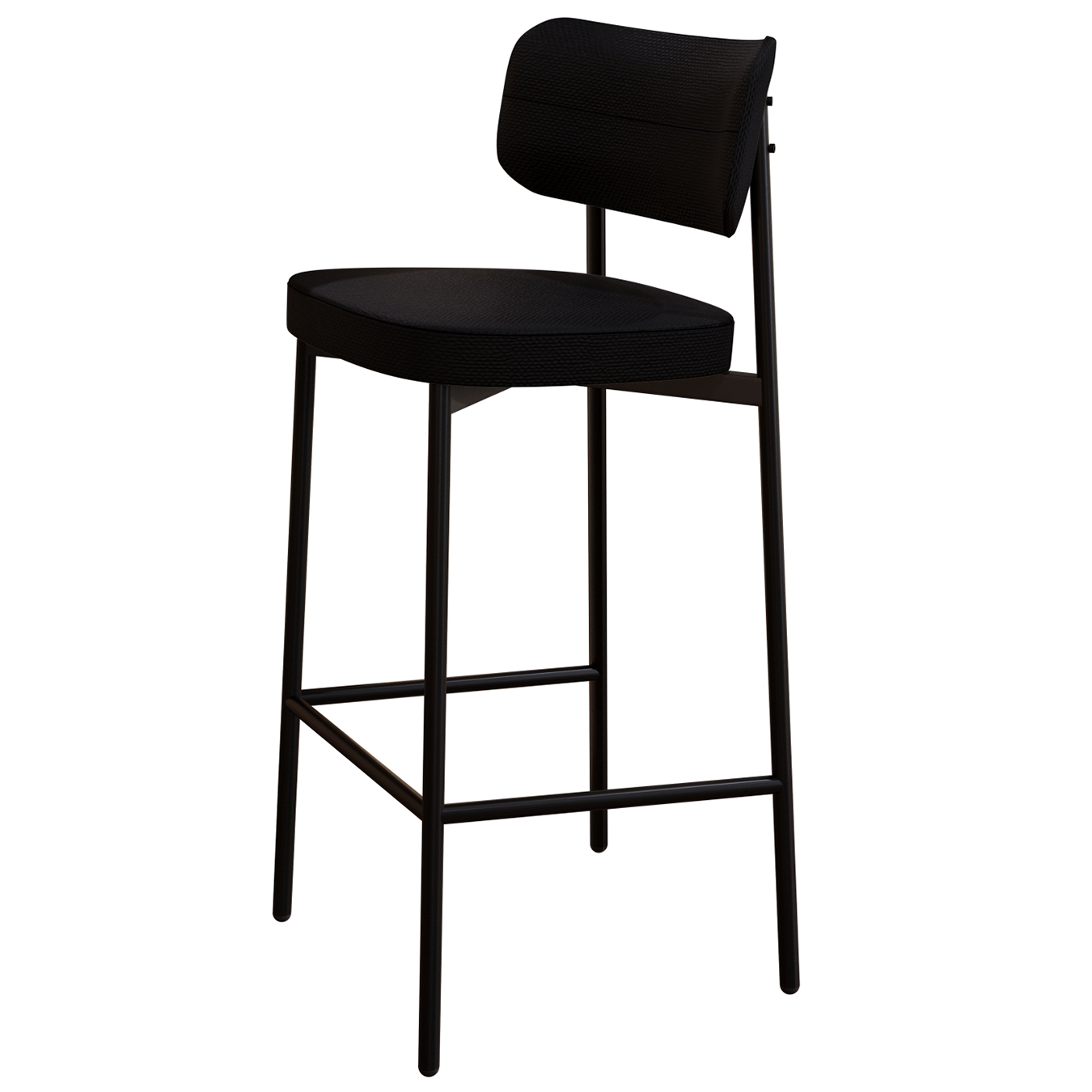 Banqueta Alta Bar Estofada Kit 4 Ella M25 Linho Preto - Mpozenato
