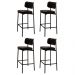 Banqueta Alta Bar Estofada Kit 4 Ella M25 Sintético Preto - Mpozenato