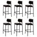 Banqueta Alta Bar Estofada Kit 6 Ella M25 Sintético Preto - Mpozenato