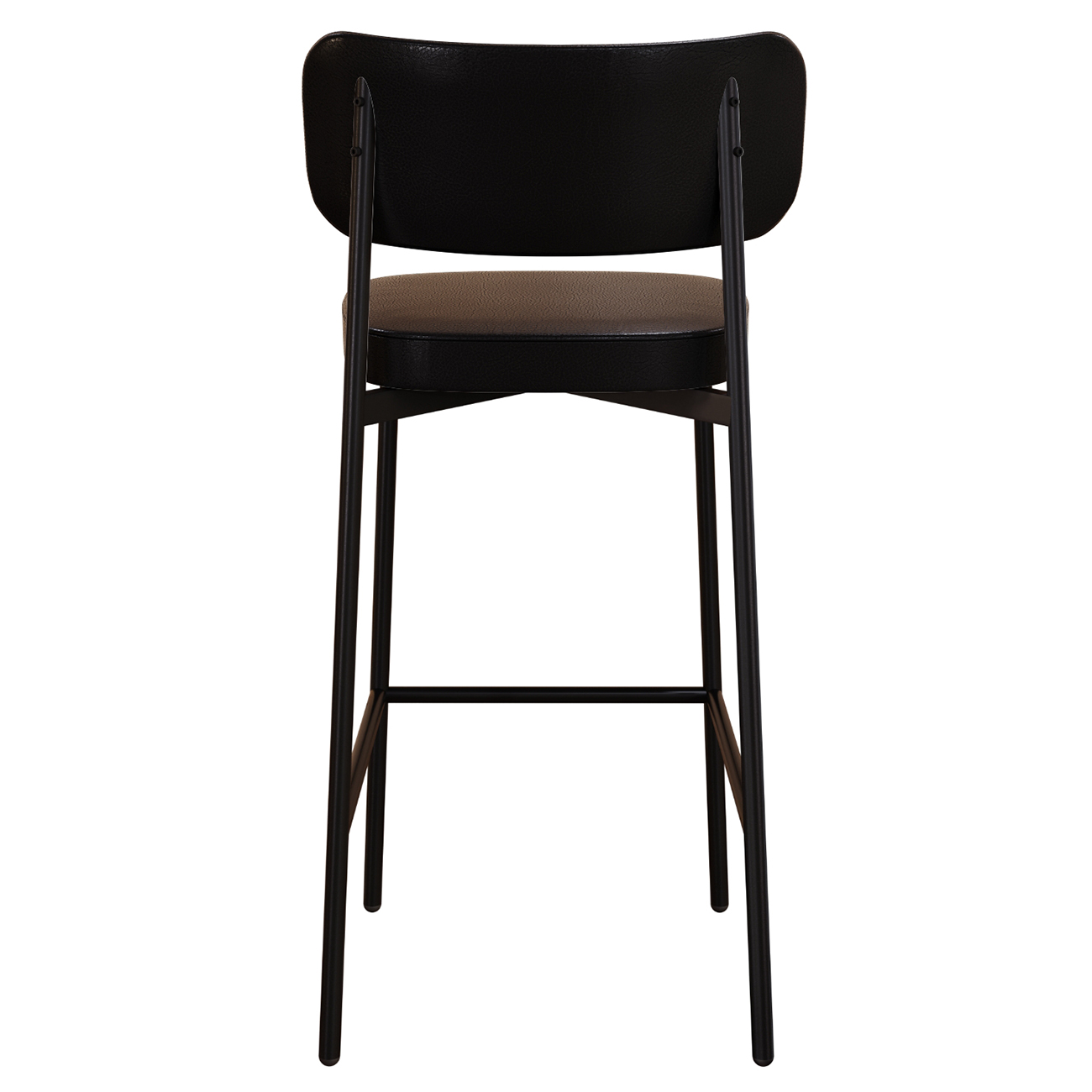 Banqueta Alta Bar Estofada Kit 6 Ella M25 Sintético Preto - Mpozenato