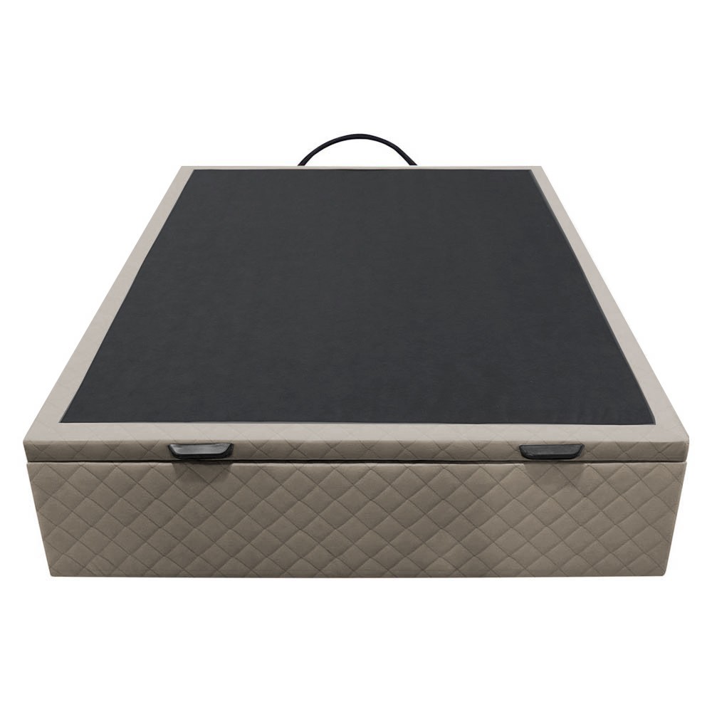 Base Box Baú para Cama Casal 138x188cm Liz S05 Suede Bordado Bege - Mpozenato