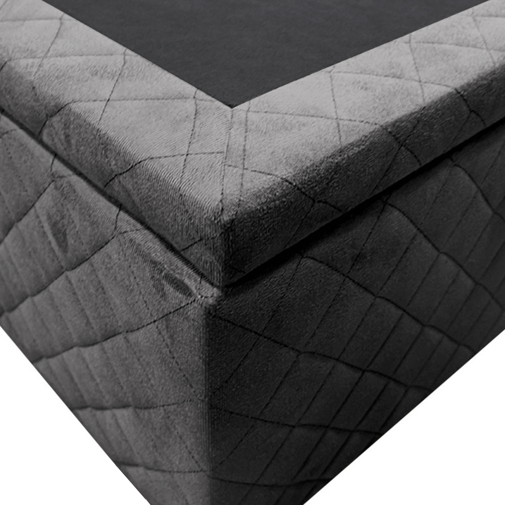 Base Box Baú para Cama Casal 138x188cm Liz S05 Suede Bordado Cinza - Mpozenato