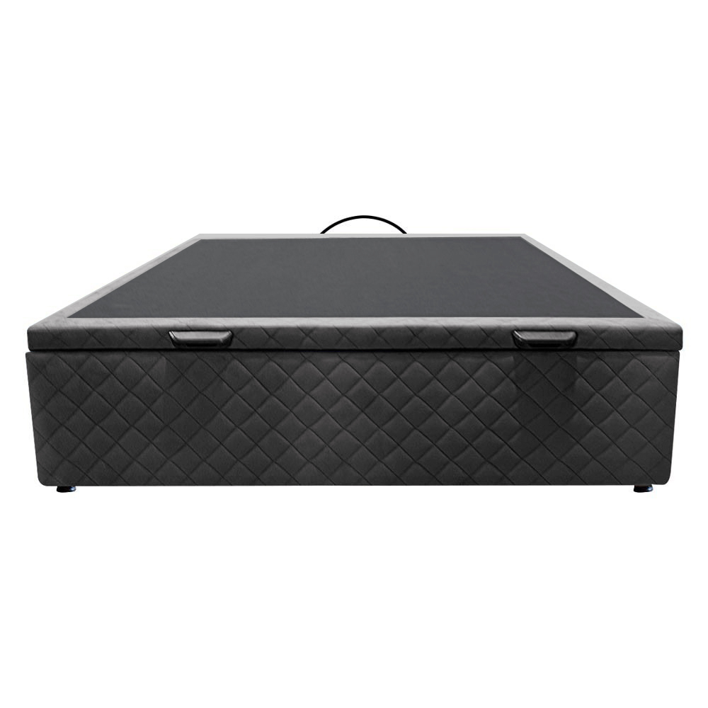 Base Box Baú para Cama Casal 138x188cm Liz S05 Suede Bordado Cinza - Mpozenato