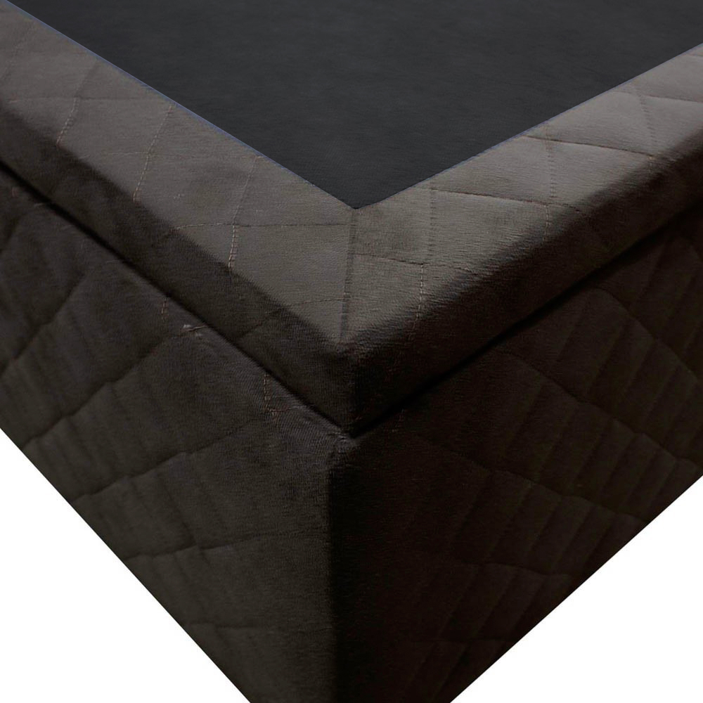 Base Box Baú para Cama Casal 138x188cm Liz S05 Suede Bordado Marrom - Mpozenato