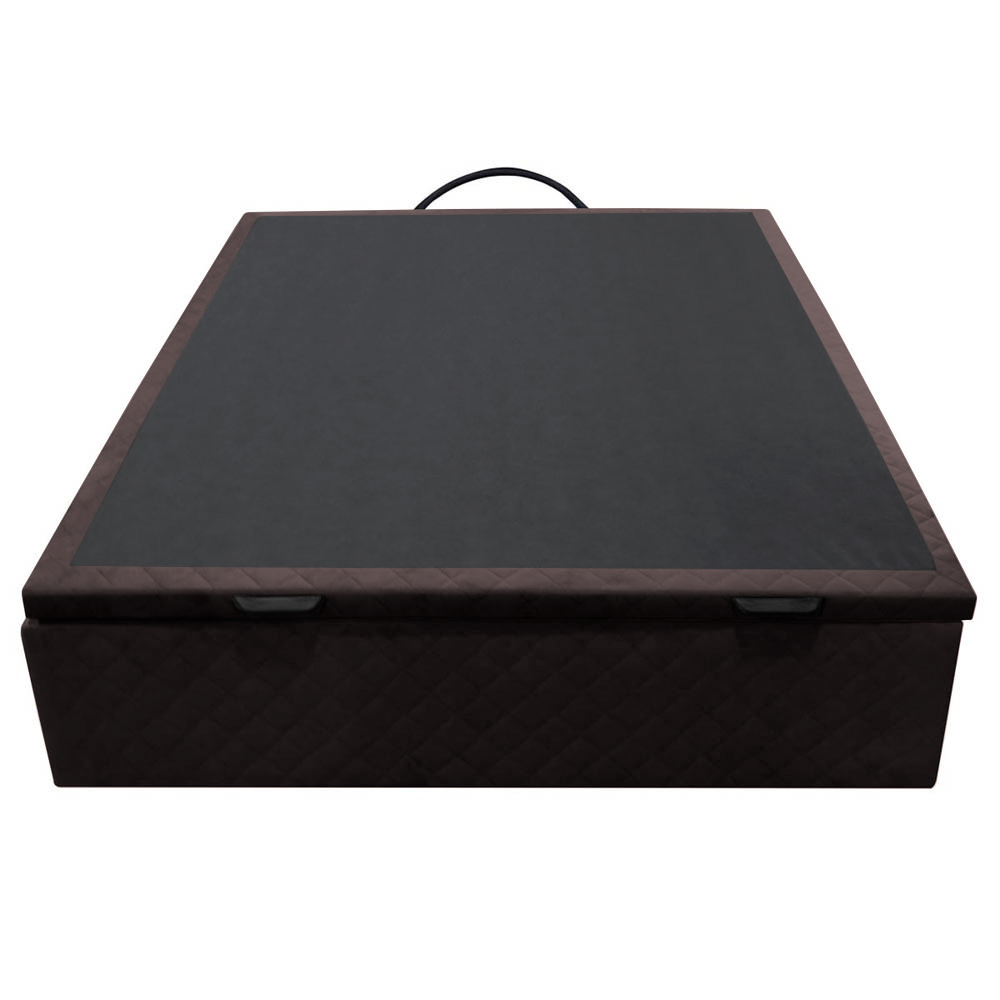Base Box Baú para Cama Casal 138x188cm Liz S05 Suede Bordado Marrom - Mpozenato