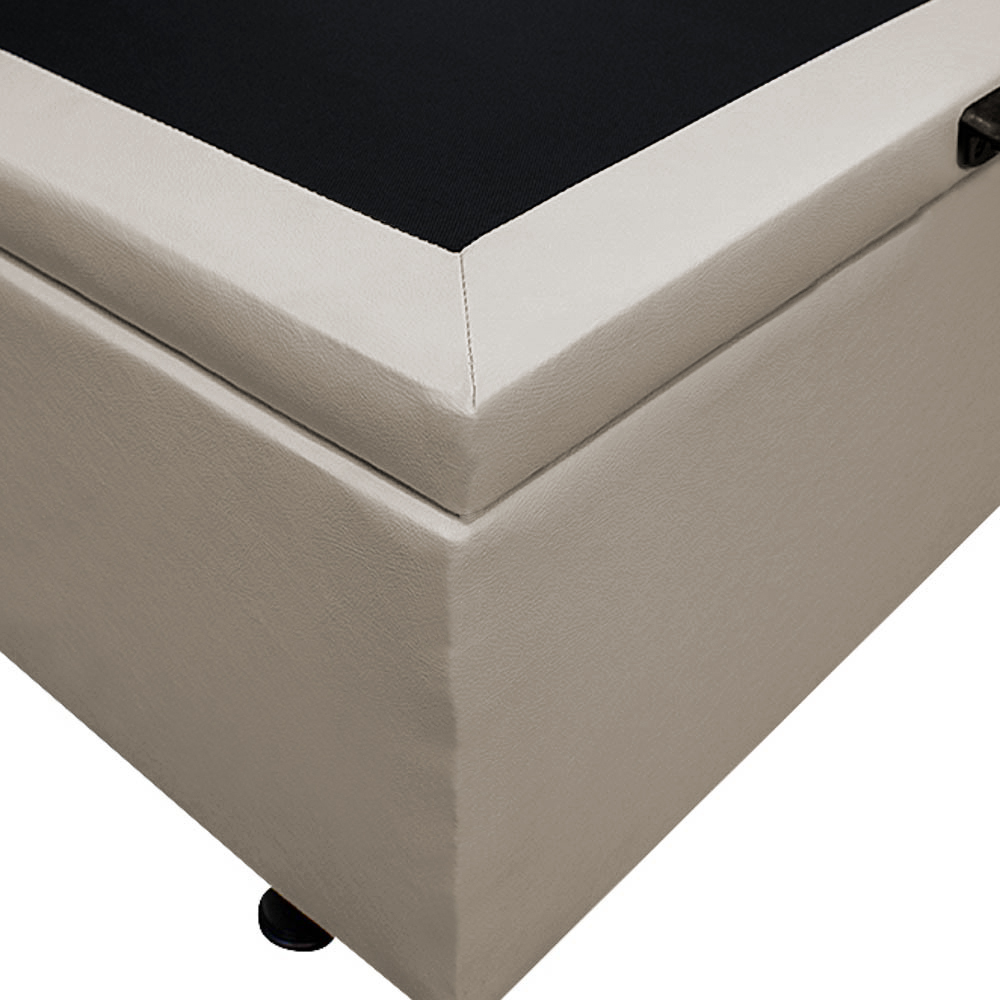 Base Box Baú para Cama Casal King 192x203cm Bipartido Liz S05 Sintético Bege - Mpozenato