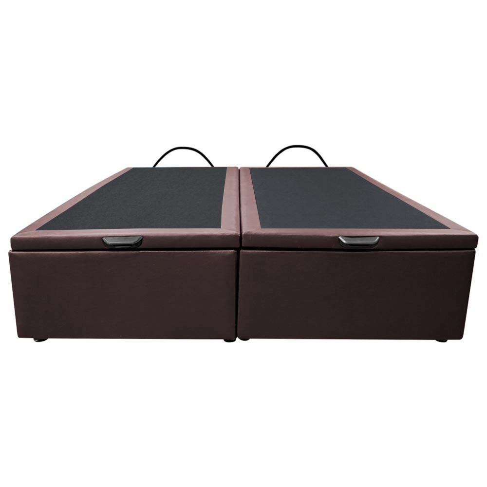Base Box Baú para Cama Casal Queen 158x198cm Bipartido Liz S05 Sintético Marrom - Mpozenato