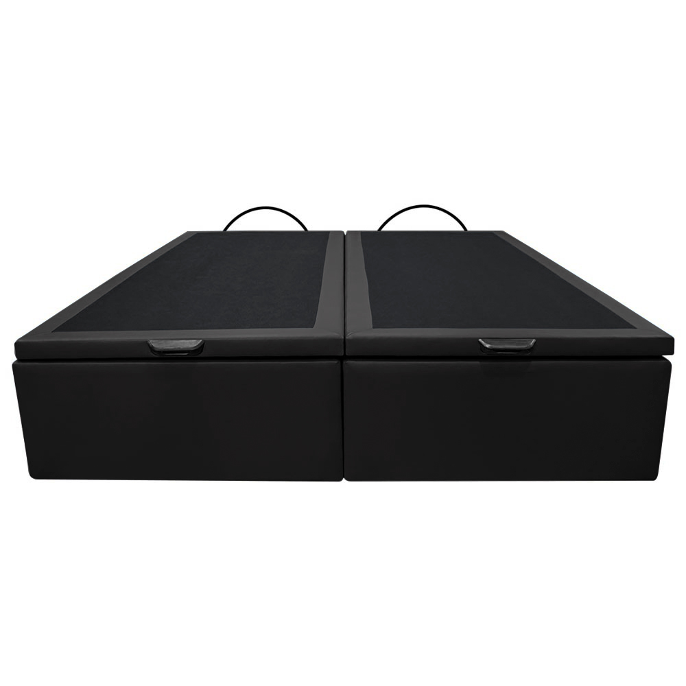 Base Box Baú para Cama Casal Queen 158x198cm Bipartido Liz S05 Sintético Preto - Mpozenato