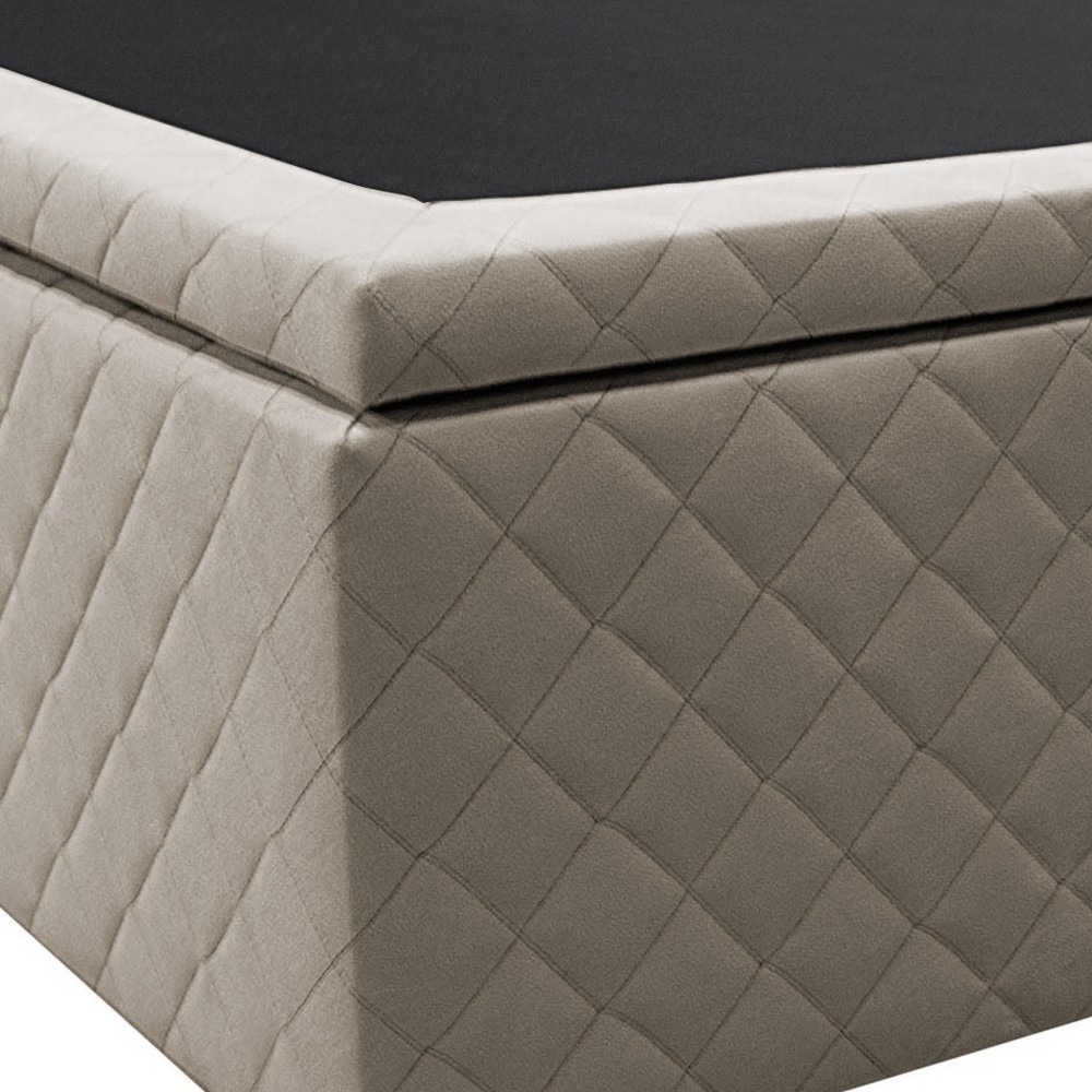 Base Box Baú para Cama Casal Queen 158x198cm Bipartido Liz S05 Suede Bordado Bege - Mpozenato