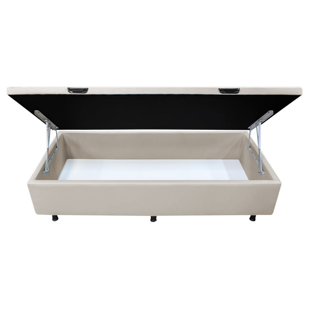 Base Box Baú para Cama Solteiro 88x188cm Liz S05 Sintético Bege - Mpozenato