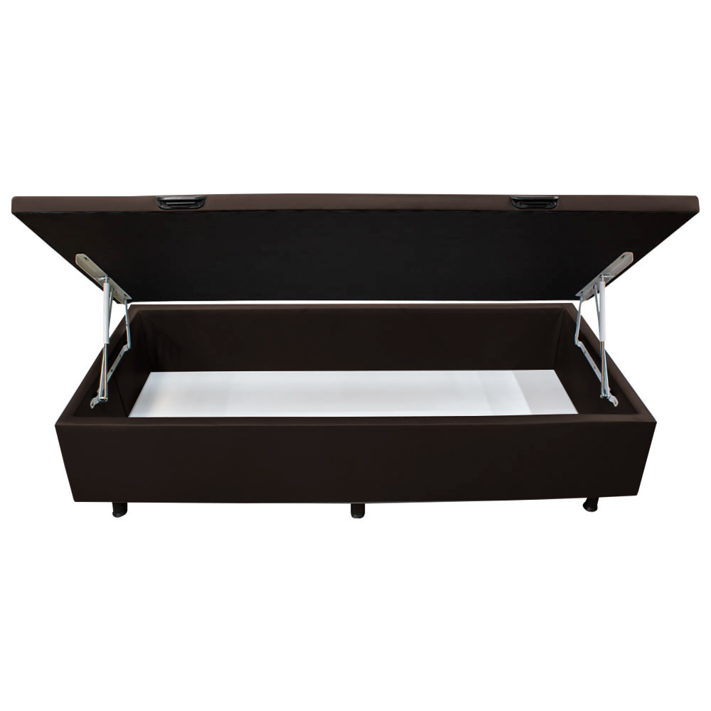 Base Box Baú para Cama Solteiro 88x188cm Liz S05 Sintético Marrom - Mpozenato