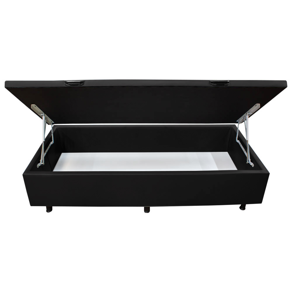 Base Box Baú para Cama Solteiro 88x188cm Liz S05 Sintético Preto - Mpozenato