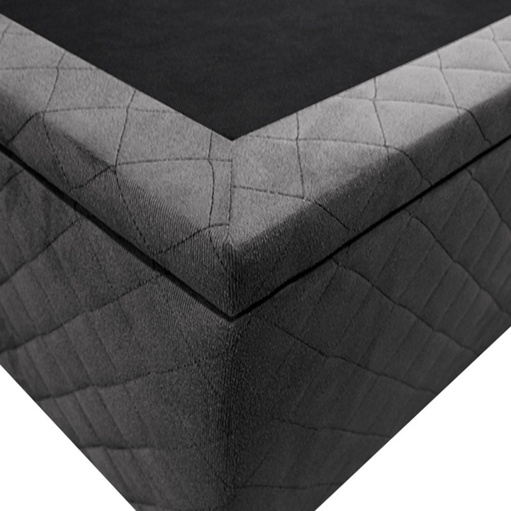 Base Box Baú para Cama Solteiro 88x188cm Liz S05 Suede Bordado Cinza - Mpozenato