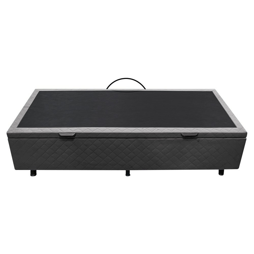 Base Box Baú para Cama Solteiro 88x188cm Liz S05 Suede Bordado Cinza - Mpozenato