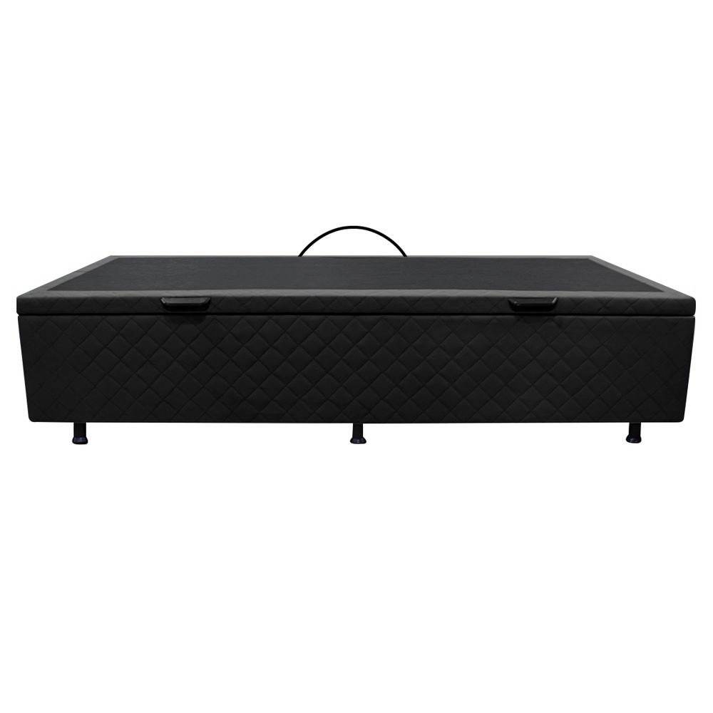 Base Box Baú para Cama Solteiro 88x188cm Liz S05 Suede Bordado Preto - Mpozenato