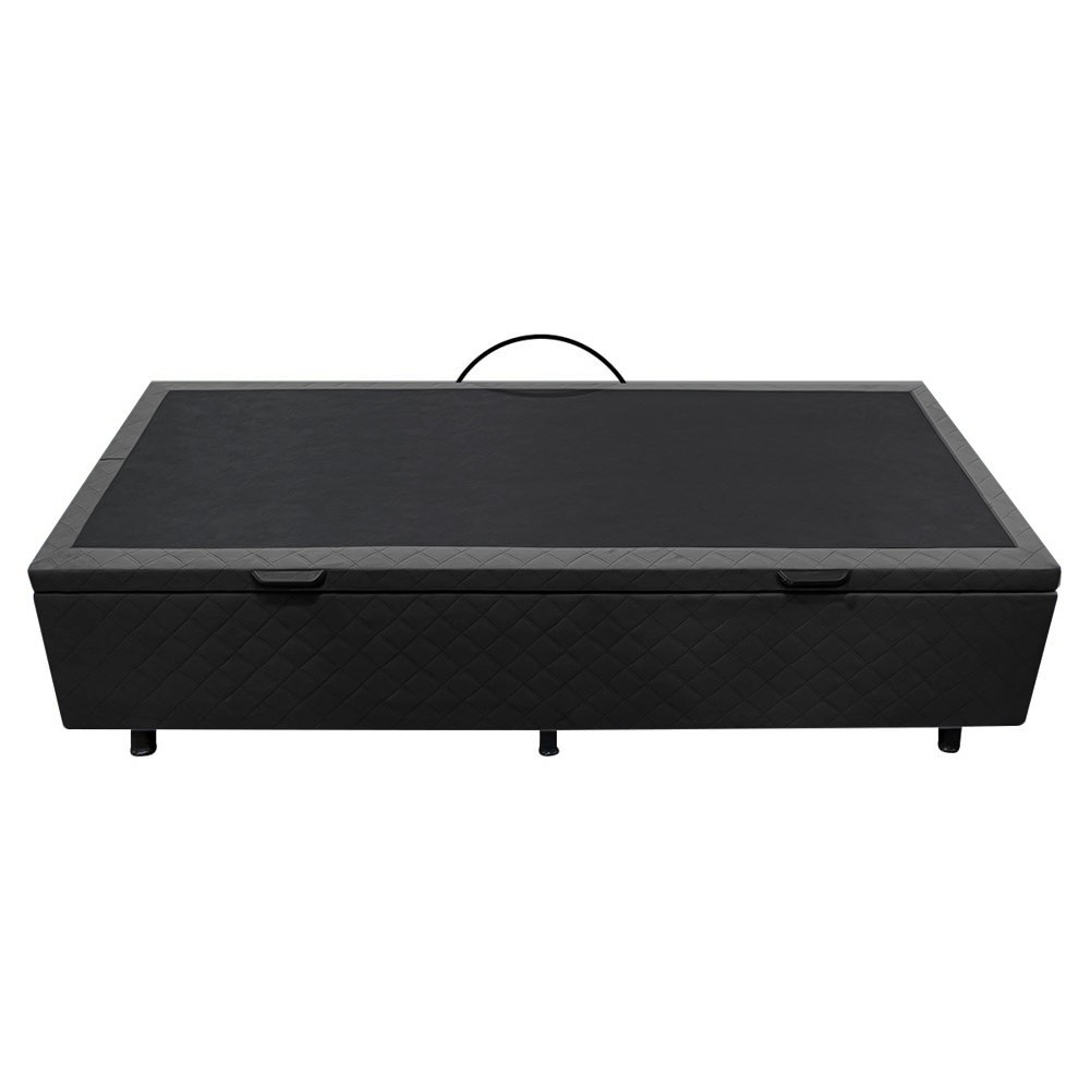 Base Box Baú para Cama Solteiro 88x188cm Liz S05 Suede Bordado Preto - Mpozenato