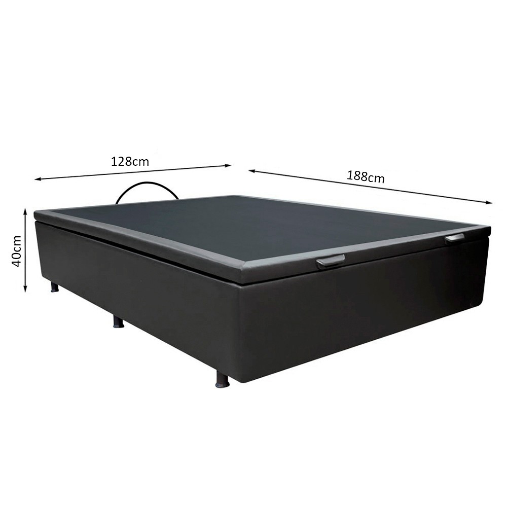 Base Box Baú para Cama Viúva 128x188cm Liz S05 Sintético Preto - Mpozenato