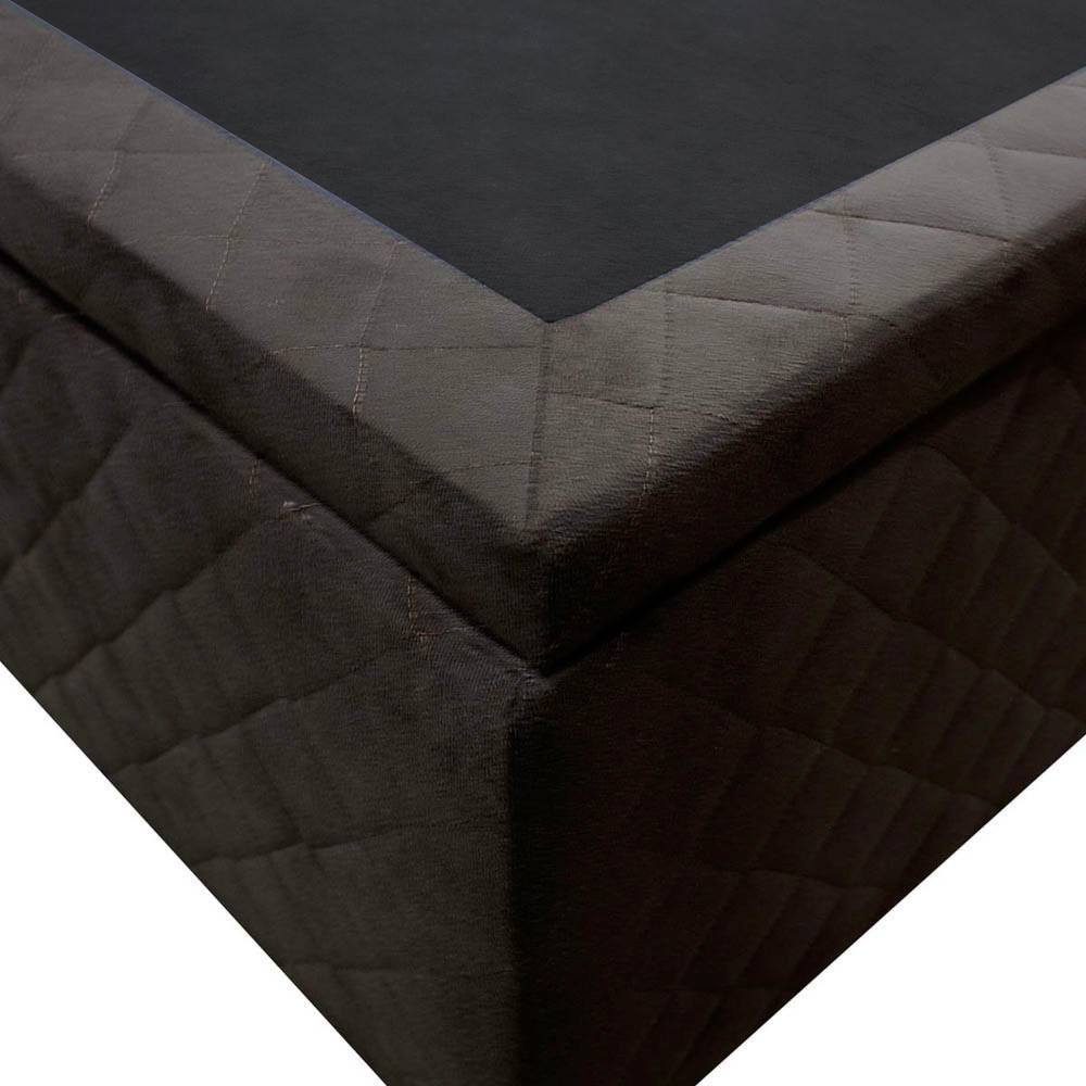 Base Box Baú para Cama Viúva 128x188cm Liz S05 Suede Bordado Marrom - Mpozenato
