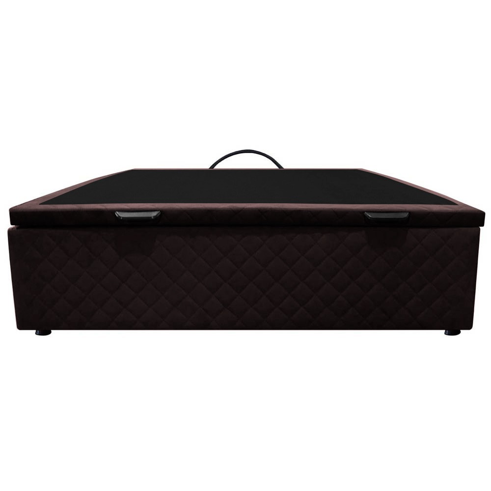 Base Box Baú para Cama Viúva 128x188cm Liz S05 Suede Bordado Marrom - Mpozenato