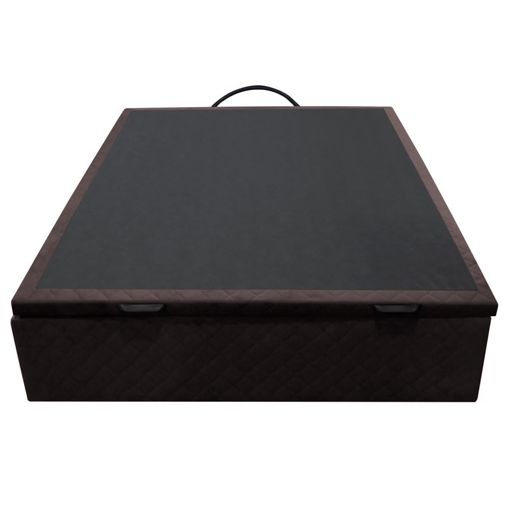 Base Box Baú para Cama Viúva 128x188cm Liz S05 Suede Bordado Marrom - Mpozenato