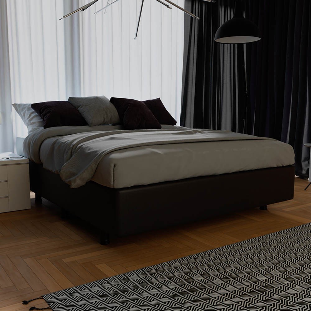 Base Box para Cama Casal 138x188cm Liz S05 Sintético Preto - Mpozenato