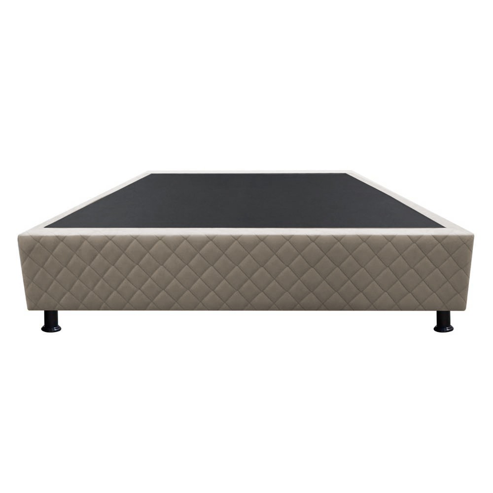 Base Box para Cama Casal 138x188cm Liz S05 Suede Bordado Bege - Mpozenato
